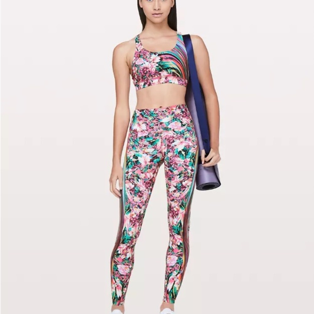 Lululemon Floral Print Activewear Set – Size 4 Top & Legging